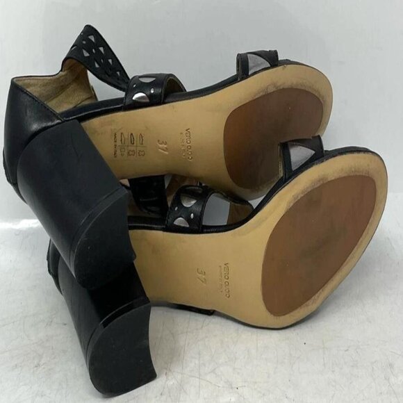 Axel Womens Black Open Toe Block Heel Back Zip Ankle Strap Sandals Size EU 37 - Picture 2 of 4